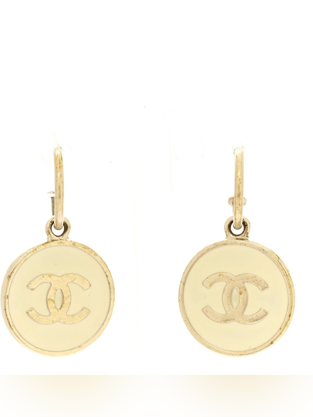 CHANEL Enamel CC Drop
Earrings White